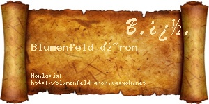 Blumenfeld Áron névjegykártya